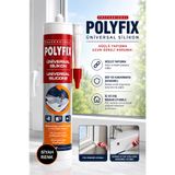 Badem10 Siyah Polyfix Üniversal Silikon 280 gr Pencere Kapı Banyo Pvc ve Ahşap Yüksek Esnek Silikon