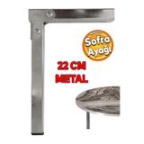 Badem10 Sofra Ayağı 22 Cm Metal Katlanır Siyah Taban Yer Sofrası Sini Altı Mobilya Ayakları Sehpa Masa