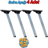 Badem10 Sofra Ayağı - 25 cm Metal 4 Adet Plastik Siyah Taban - Katlanır Yer Sofrası - Sini Altı - Mobilya Ayak