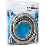 Badem10 SPR402 Krom Gümüş Spiral Blisterli Paslanmaz Örgülü Duş Bağlantı Hortumu 150 cm Dayanıklı Duş Hortum