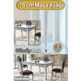 Badem10 Suit Masa Dresuar Ayağı 75 cm Plastik Gümüş Ayak Mutfak Yemek Masası Mobilya Ayakları