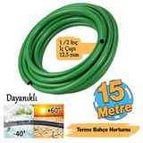Badem10 Sulama Yıkama Hortum 12.5 mm 1/2" Termo Bahçe Hortumu 15 Metre Dayanıklı 3 Katlı Sağlam Çeşme Su
