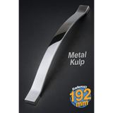 Badem10 Sümbül Kulp 192 mm Krom Gümüş Renk Metal Mobilya Dolap Çekmece Kulpu Modern Mutfak Kapak Kulpları