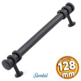 Badem10 Sümbül Mobilya Mutfak Dolabı Çekmece Dolap Kulpları Kapak Kulpu Kulbu Siyah 128 mm Metal Kulp