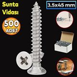 Badem10 Sunta Vidası 3.5x45 Paket 500 ADET Sivri Uçlu Ahşap Tahta Ağaç Mobilya Ayak Kulp Vidası