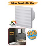 Badem10 Süper Sessiz 12 W Kapaklı Düz Banyo WC Aspiratör Fanı 100 mm Duvar Tipi Tuvalet Hava Havalandırma