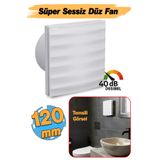 Badem10 Süper Sessiz Düz Banyo WC Aspiratör Fanı 120 mm 12 W Kapaklı Duvar Tipi Tuvalet Hava Havalandırma