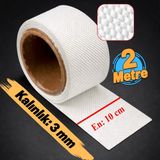 Badem10 Takviyeli Lifli 2 Metre En: 10 cm Kalınlık: 3 mm Cam Elyaf Ekzoz Sargı Bezi Isı Yalıtım Yanmaz Bant - Beyaz