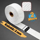 Badem10 Takviyeli Lifli (2 Metre) En: 2 cm Kalınlık: 3 mm Cam Elyaf Ekzoz Sargı Bezi Isı Yalıtım Yanmaz Bant - Beyaz