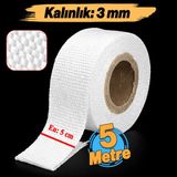 Badem10 Takviyeli Lifli (5 Metre) En: 5 cm Kalınlık: 3 mm Cam Elyaf Ekzoz Sargı Bezi Isı Yalıtım Yanmaz Bant - Beyaz