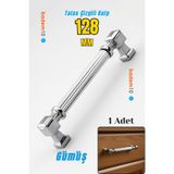 Badem10 Talas 128 mm Çizgili Krom Renk Metal Kulp Mobilya Çekmece Mutfak Dolabı Dolap Kulpları Kulb 22.4 cm