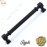 Badem10 Talas 160 mm Çizgili Siyah Metal Kulp Mobilya Çekmece Mutfak Dolabı Dolap Kulpları Kulb 16 cm