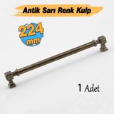 Badem10 Talas Antik Sarı Eskitme Metal 224 mm 22.4 cm Mobilya Mutfak Çekmece Dolap Kulpu Kulbu Kulpları