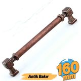 Badem10 Talas Düz Antik Bakır Metal Kulp 160 mm 16 cm Mobilya Çekmece Mutfak Dolabı Kulpu