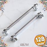 Badem10 Talas Krom Çizgili Metal Kulp 128 mm Mobilya Çekmece Mutfak Dolabı Kulbu
