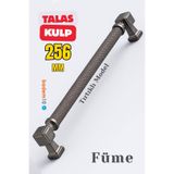 Badem10 Talas Soft Füme Renk 256 mm Metal Kulp Tırtıklı Kapak Kulpu Dayanıklı Kulpları Mobilya Çekmece Dolap