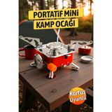 Badem10 Taşınabilir Mini Portatif Kamp Ocağı Tek Gözlü Kırmızı Renk Kartuşlu Manyeto Çakmaklı Piknik Ocak