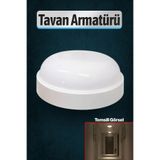 Badem10 Tavan Üstü Beyaz Armatür Sensörsüz Merdiven Önü Apartman İçi Kullanım LED Uyumlu Avize Şık Tasarım