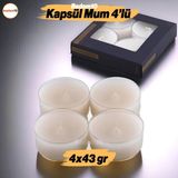 Badem10 Tealight Kapsül Mum 4X43 gr Dekoratif Mumu Kandil Hediyelik Fitilli Mumluk Şamdan Krem Renk Kokulu - 1 Adet