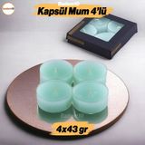 Badem10 Tealight Kapsül Mum 4X43 gr Dekoratif Mumu Kandil Hediyelik Fitilli Mumluk Şamdan Mavi Renk Kokulu - Turkuaz - 1 Adet