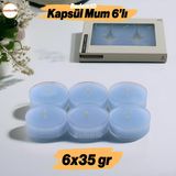 Badem10 Tealight Kapsül Mum 6X35 gr Dekoratif Mumu Kandil Hediyelik Fitilli Mumluk Şamdan Mavi Renk Kokulu - 1 Adet