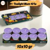 Badem10 Tealight Mum 10X10 gr Dekoratif Mumu Kandil Hediyelik Fitilli Mumluk Şamdan Lila Renk Kokusuz - Mor - 1 Adet