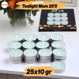 Badem10 Tealight Mum 25X10 gr Dekoratif Mumu Kandil Hediyelik Fitilli Mumluk Şamdan Su Mavisi Renk Kokusuz - Açık Mavi - 1 Adet