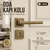 Badem10 Techno Premium Olifka Antik Sarı Kare Rozetli Oda Kapı Kolu Iç Mekan Kapı Kolu Takımı Şık Model