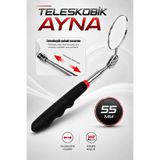 Badem10 Teleskopik Muayene Aynası 55 mm Yuvarlak Oto Motor Tamir Kontrol Aynası Uzayan Mafsallı El Aleti