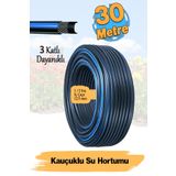 Badem10 Termo Kauçuklu Bahçe Hortumu 30 Metre Dayanıklı 3 Katlı Sağlam Su Sulama Yıkama Hortum 12.5 mm 1/2