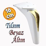 Badem10 Tılsım Mobilya Oturma Grubu Kanepe Sehpa Tv Ünitesi Koltuk Ayağı Baza Ayakları Beyaz Altın 16 Cm