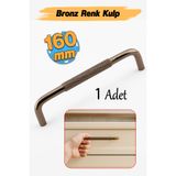 Badem10 Tırtıklı Bronz Metal Kulp 160 mm 16 cm Mobilya Çekmece Dolap Dolabı Modern Kapak Kulpları