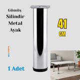 Badem10 Tombul Krom Gümüş Metal Sehpa Masa Ayağı 41 cm Tekli Dayanıklı Mobilya Destek Yükseltici Ayak Modeli - 98098645 - 78987978987