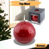 Badem10 Top Mum 8 cm Dekoratif Mumu Kandil Hediyelik Fitilli Mumluk Şamdan Metalik Boya Kırmızı Renk Kokusuz - Ateş Kırmızısı - 1 Adet