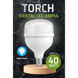 Badem10 Torch Kristal Led Ampul 40 Watt Yüksek Aydınlık Sunan Soğuk Beyaz Ampül 4000 Lümen Güçlü Işık