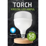 Badem10 Torch Kristal Led Ampul 50 Watt Yüksek Aydınlık Sunan Soğuk Beyaz Ampül 5000 Lümen Güçlü Işık