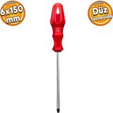 Badem10 Tornavida Düz Tornavida Kırmızı Plastik Sap 6 x 150 mm