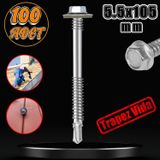 Badem10 Trapez Çatı Vidası 5.5x105 mm Paket 100 ADET Matkap Uçlu Sac Akıllı Vida Çatı Panel Metal Ağaç Vidası