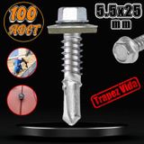 Badem10 Trapez Çatı Vidası 5.5x25 mm Paket 100 ADET Matkap Uçlu Sac Akıllı Vida Çatı Panel Metal Ağaç Vidası