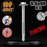 Badem10 Trapez Çatı Vidası 5.5x90 mm Paket 100 ADET Matkap Uçlu Sac Akıllı Vida Çatı Panel Metal Ağaç Vidası