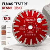Badem10 Turbo Elmas Kesme Diski 180X22,23 mm Beton Mermer Fayans Granit Kesici Profesyonel Disk - Kırmızı