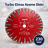 Badem10 Turbo Elmas Kesme Diski 230 mm Beton Granit Taş Mermer Kesim Spiral Taşlama Uyumlu Uzun Ömürlü - Kırmızı
