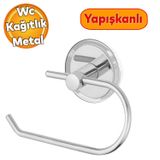 Badem10 Tuvalet Kağıtlık Yapışkanlı Açık Aparat WC Kağıt Standı Bez Havluluk Paslanmaz Metal Sağlam Krom