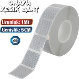 Badem10 Tüvtürk Onaylı 1 Metre Beyaz Parçalı Reflektörlü Reflektif Fosforlu Şerit Bant Kesikli İkaz Bandı