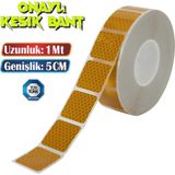Badem10 Tüvtürk Onaylı 1 Metre Sarı Parçalı Reflektörlü Reflektif Fosforlu Şerit Bant Kesikli İkaz Bandı