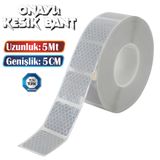 Badem10 Tüvtürk Onaylı 5 Metre Beyaz Parçalı Reflektörlü Reflektif Fosforlu Şerit Bant Kesikli İkaz Bandı
