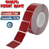 Badem10 Tüvtürk Onaylı 5 Metre Kırmızı Parçalı Reflektörlü Reflektif Fosforlu Şerit Bant Kesikli İkaz Bandı