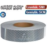 Badem10 Tüvtürk Onaylı Bant Beyaz 5 Metre 5 cm Belgeli Reflektörlü Reflektif Fosforlu Şerit Bant Ikaz Bandı