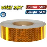 Badem10 Tüvtürk Onaylı Bant Sarı 5 Metre 5 cm Belgeli Reflektörlü Reflektif Fosforlu Şerit Bant Ikaz Bandı