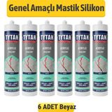 Badem10 Tytan Genel Amaçlı 6 Adet Beyaz Akrilik Mastik Silikonize Dolgu Sızdırmazlık 450 gr